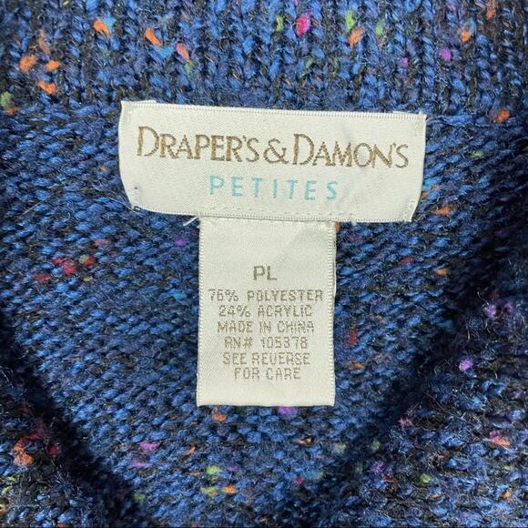 Drapers & Damons Blue Cardigan Sweater Chunky Knit Cozy Petite Large - Picture 6 of 7